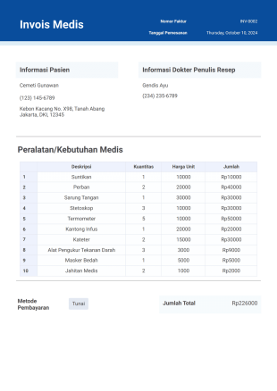 Templat Faktur Medis - PDF Templates