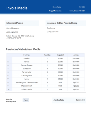Templat Faktur Medis Template PDF