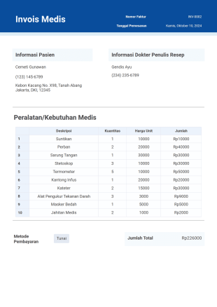 Templat Faktur Medis Template PDF