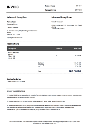 Templat Invois Profesional Template PDF