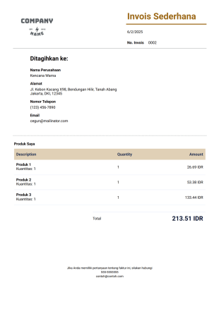 Templat Invois Sederhana - PDF Templates