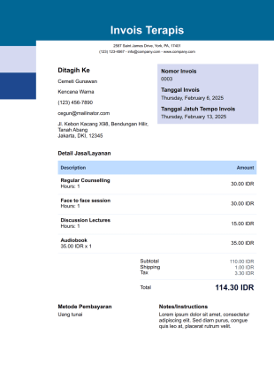 Templat Invois Terapis - PDF Templates