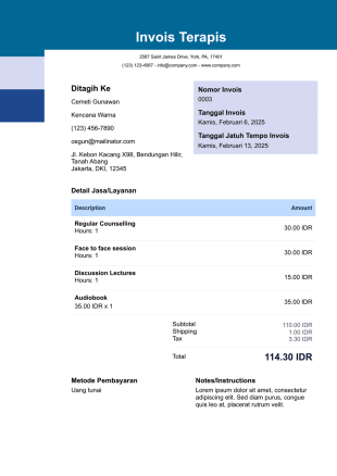 Templat Invois Terapis Template PDF