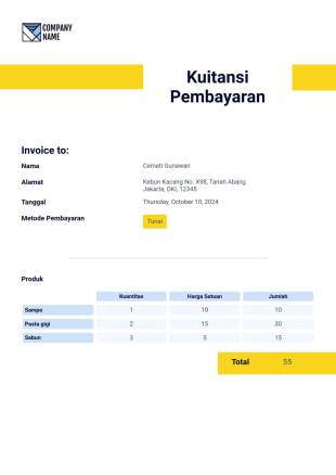 Templat Kuitansi Pembayaran Template PDF