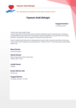 Templat Kwitansi Donasi - PDF Templates