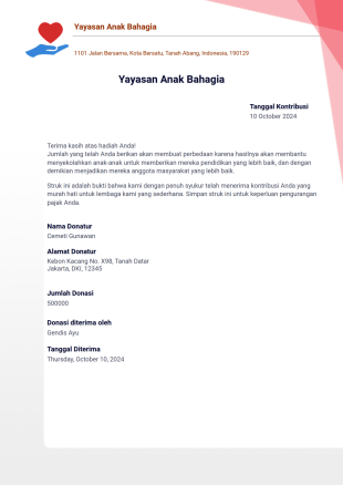 Templat Kwitansi Donasi Template PDF
