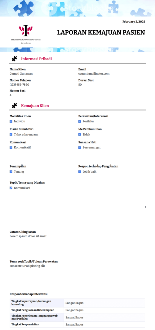 Templat Laporan Perkembangan Pasien - PDF Templates