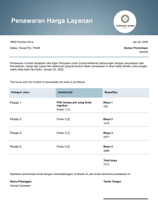 Templat Penawaran Harga Layanan Template PDF