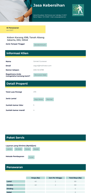 Templat Penawaran Jasa Kebersihan Template PDF