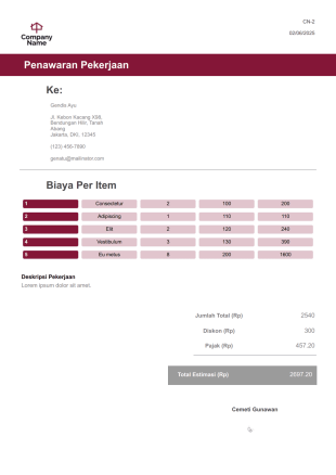 Templat Penawaran Pekerjaan - PDF Templates