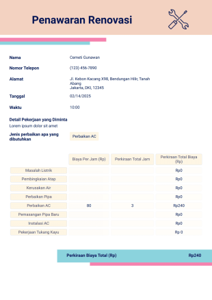 Templat Penawaran Renovasi Template PDF