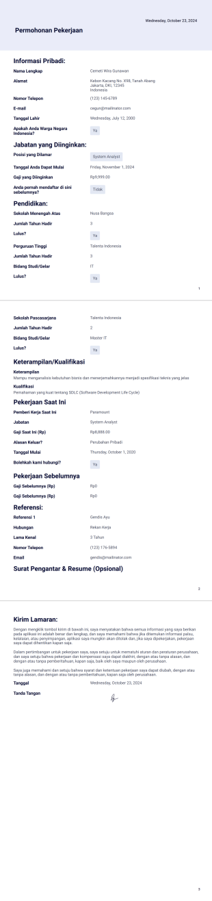 Templat Penerimaan Rekrutmen Template PDF