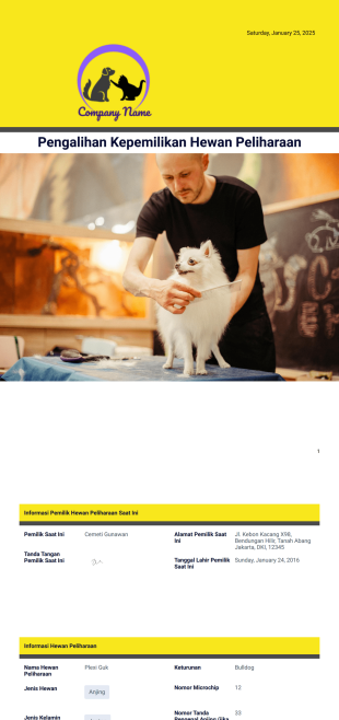 Templat Pengalihan Kepemilikan Hewan Peliharaan - PDF Templates