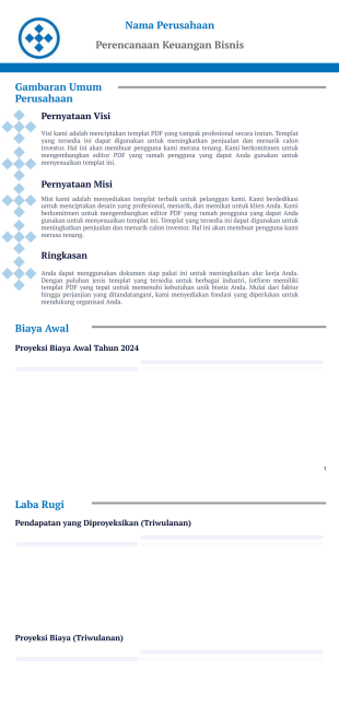 Templat Perencanaan Keuangan Bisnis - PDF Templates