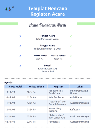 Templat Rencana Kegiatan Acara Template PDF