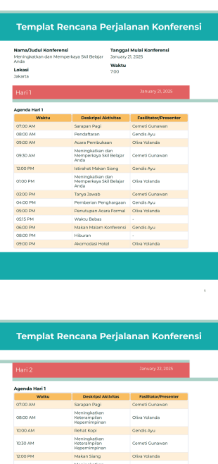 Templat Rencana Perjalanan Konferensi - PDF Templates