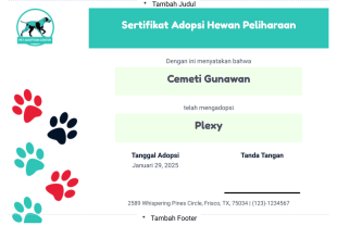 Templat Sertifikat Adopsi Hewan Peliharaan - PDF Templates