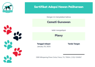 Templat Sertifikat Adopsi Hewan Peliharaan - PDF Templates