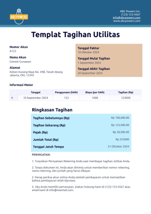 Templat Tagihan Utilitas - PDF Templates