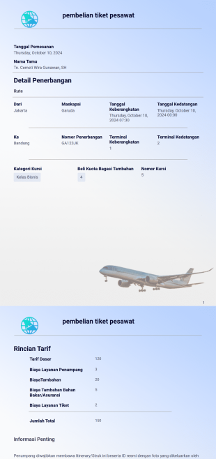 Templat Tiket Pesawat Template PDF