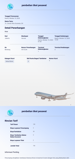 Templat Tiket Pesawat Template PDF