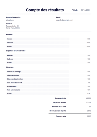 Template de compte des résultats - PDF Templates