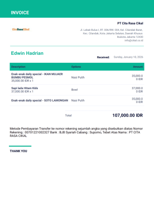 Template Invoice Cikal - PDF Templates