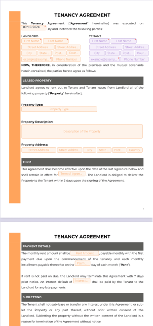Tenancy Agreement PDF Template