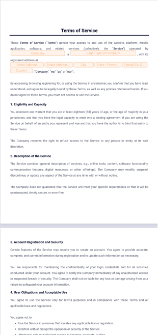 Terms of Service Template - PDF Templates
