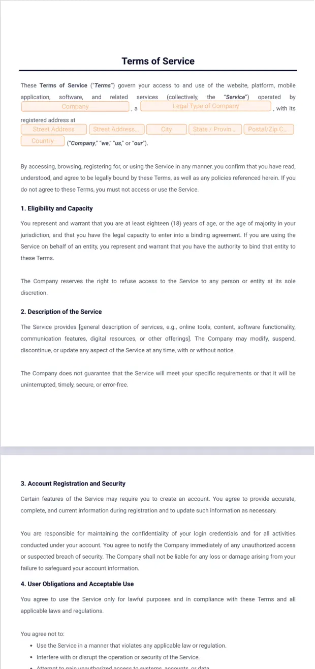 Terms of Service Template