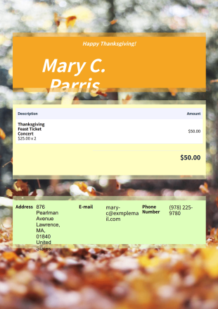 Thanksgiving Themed Ticket Template - PDF Templates