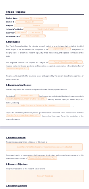 Thesis Proposal Template - Sign Templates