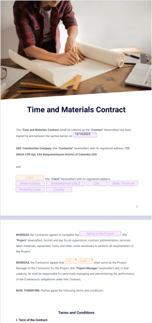 Time and Materials Contract PDF Template