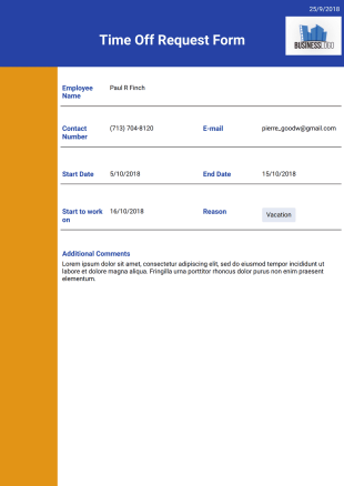 Time Off Request Template - PDF Templates
