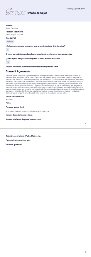 Tintado de Cejas - PDF Templates