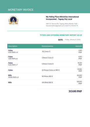 Tithes Template - PDF Templates