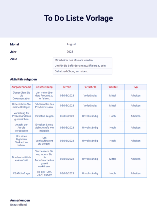 To Do Liste Vorlage - PDF Templates