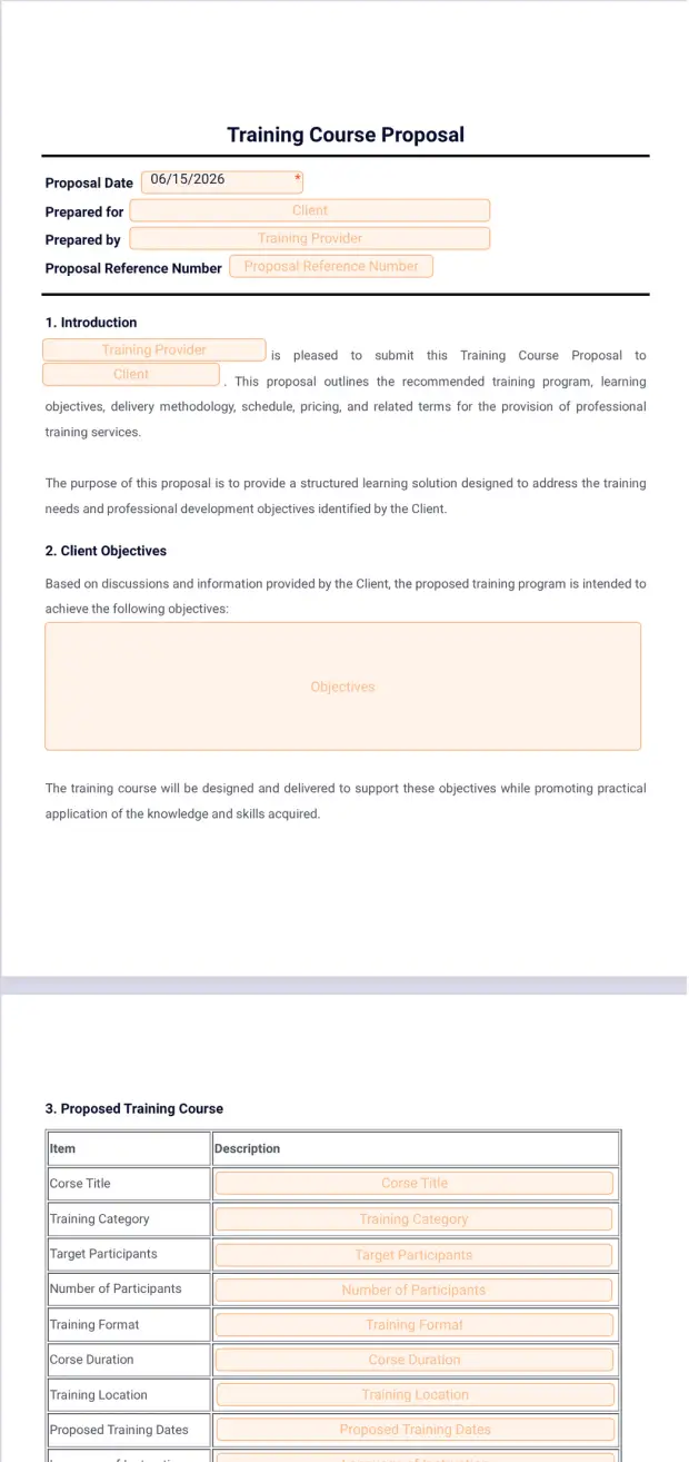 Training Course Proposal Template