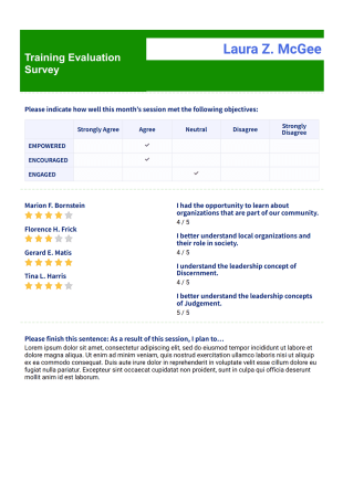 Training Evaluation Survey Template - PDF Templates