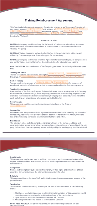 Training Reimbursement Agreement PDF Template