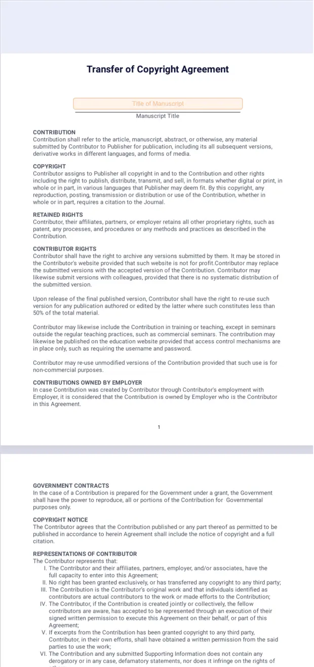 Transfer of Copyright Agreement