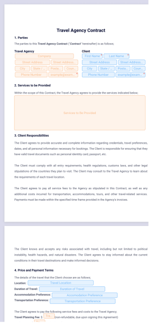 Travel Agency Contract PDF Template