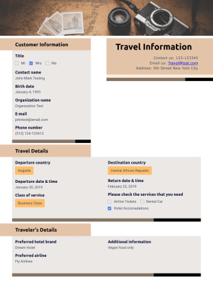 Travel Information Template - PDF Templates