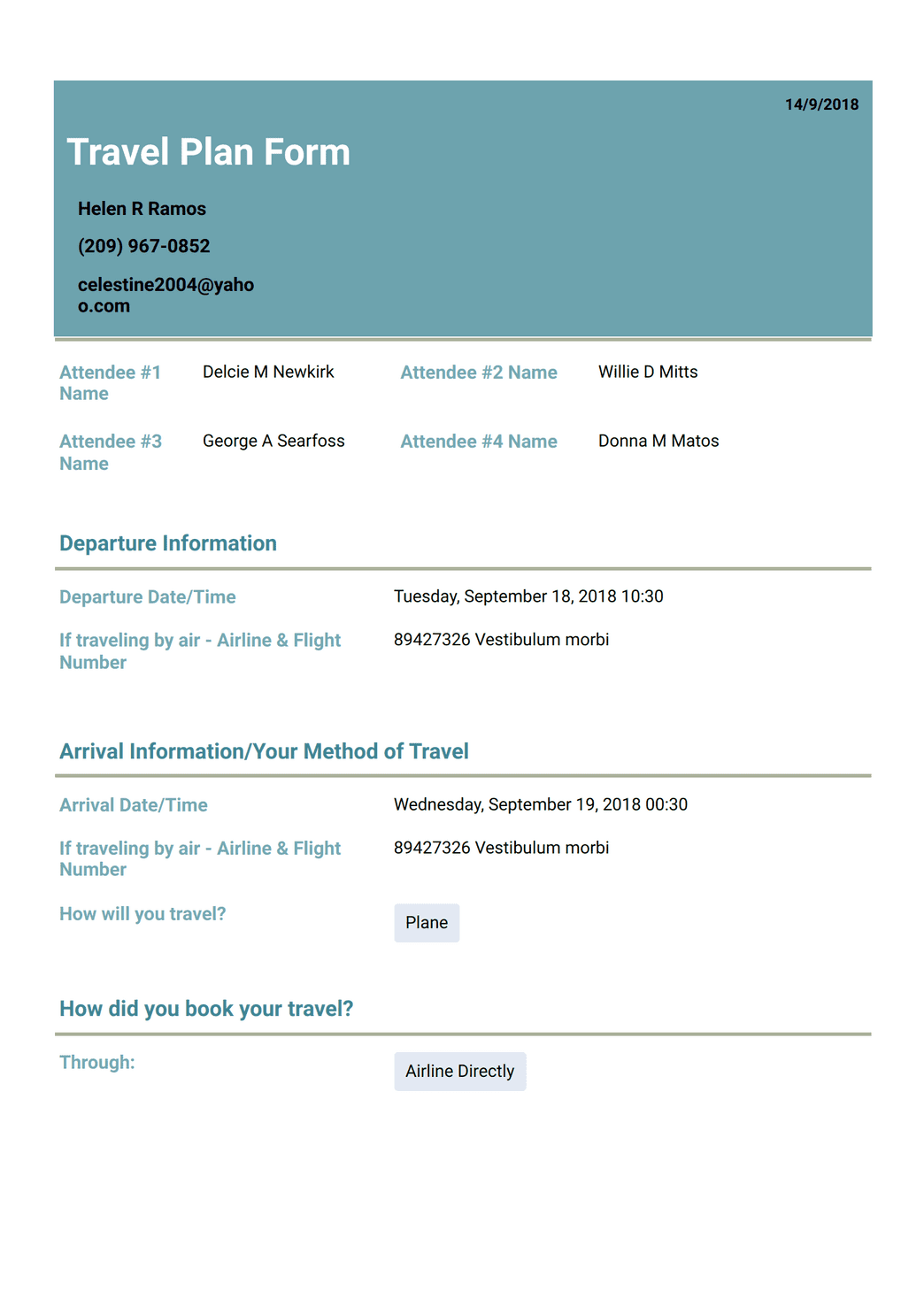 Travel Plan Template - PDF Templates | Jotform