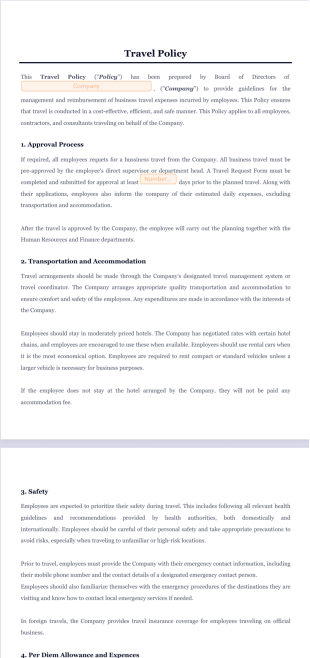 Travel Policy Template - PDF Templates