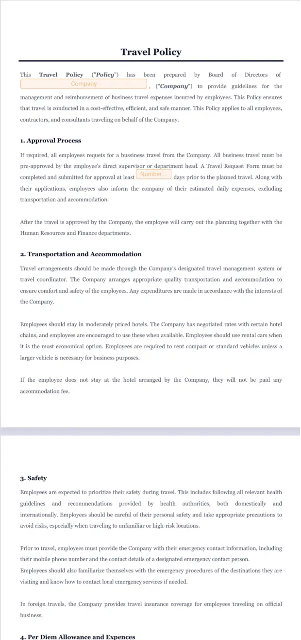 Travel Policy Template PDF Templates Jotform