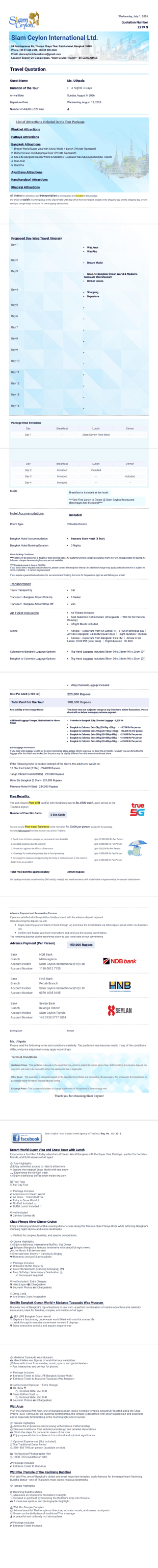 Travel Quotation PDF Template