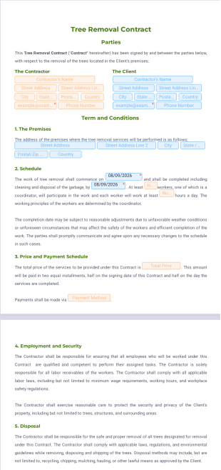 Tree Removal Contract PDF Template
