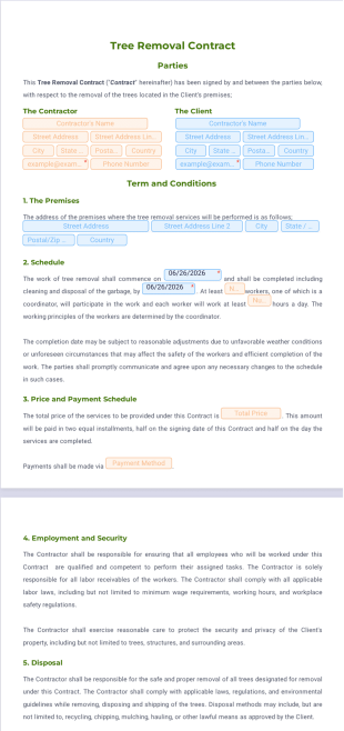 Tree Removal Contract PDF Template