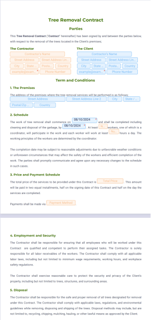 Tree Removal Contract - PDF Templates